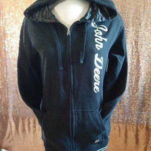 John Deere Women's black zip-up hoodie Size: XL